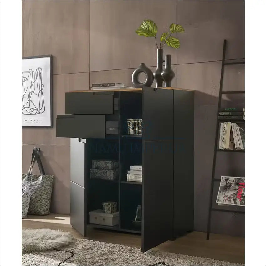Komoda SI1815 €84 Save 70% 50 100, __label:Pristatymas 1 2 d.d., color juoda, ruda, material mdf €50 to €100 Dressers
