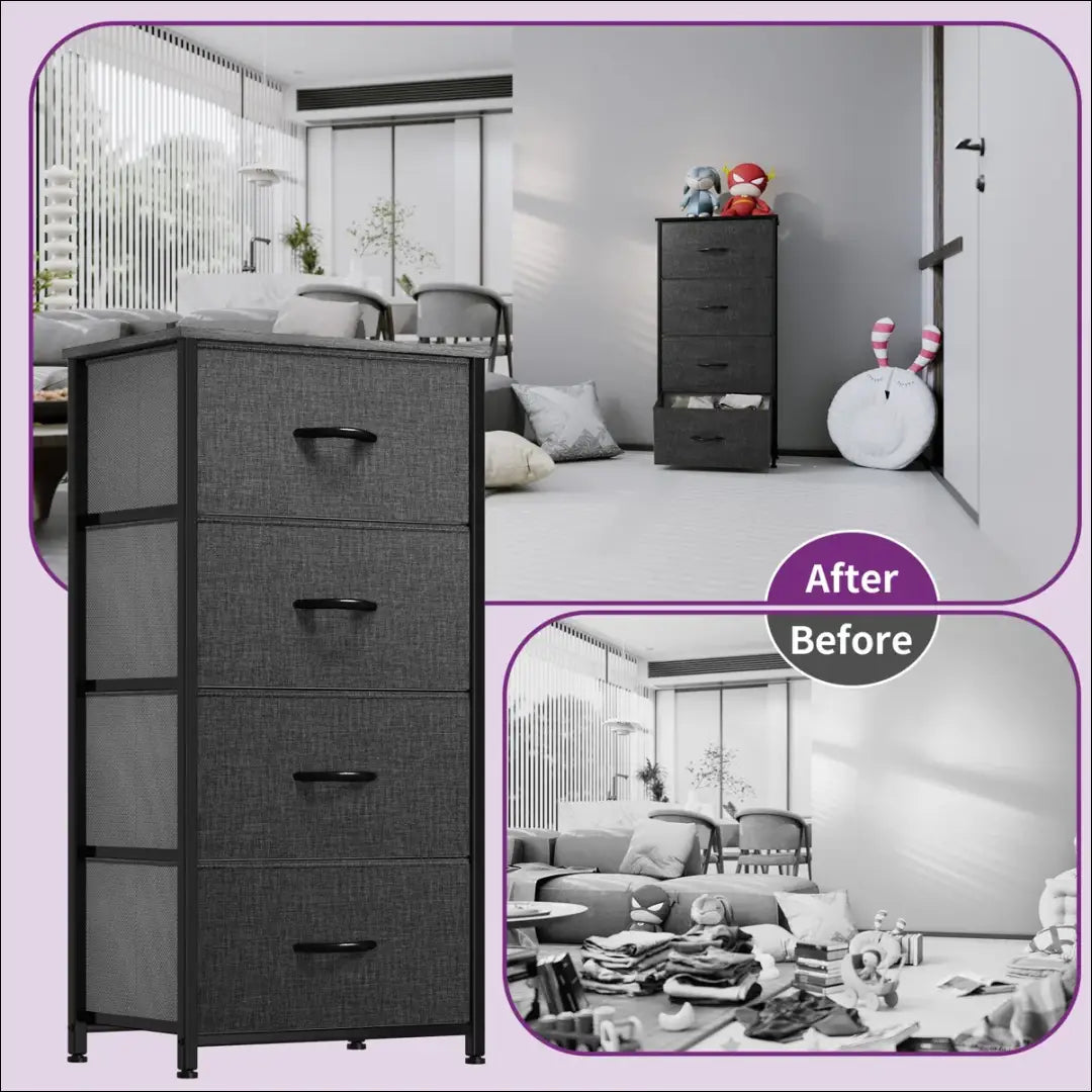 Komoda SI1947 - €31 Save 50% 25-50, __label:Pristatymas 1-2 d.d., color-juoda, color-pilka, komodos €25 to €50 Dressers