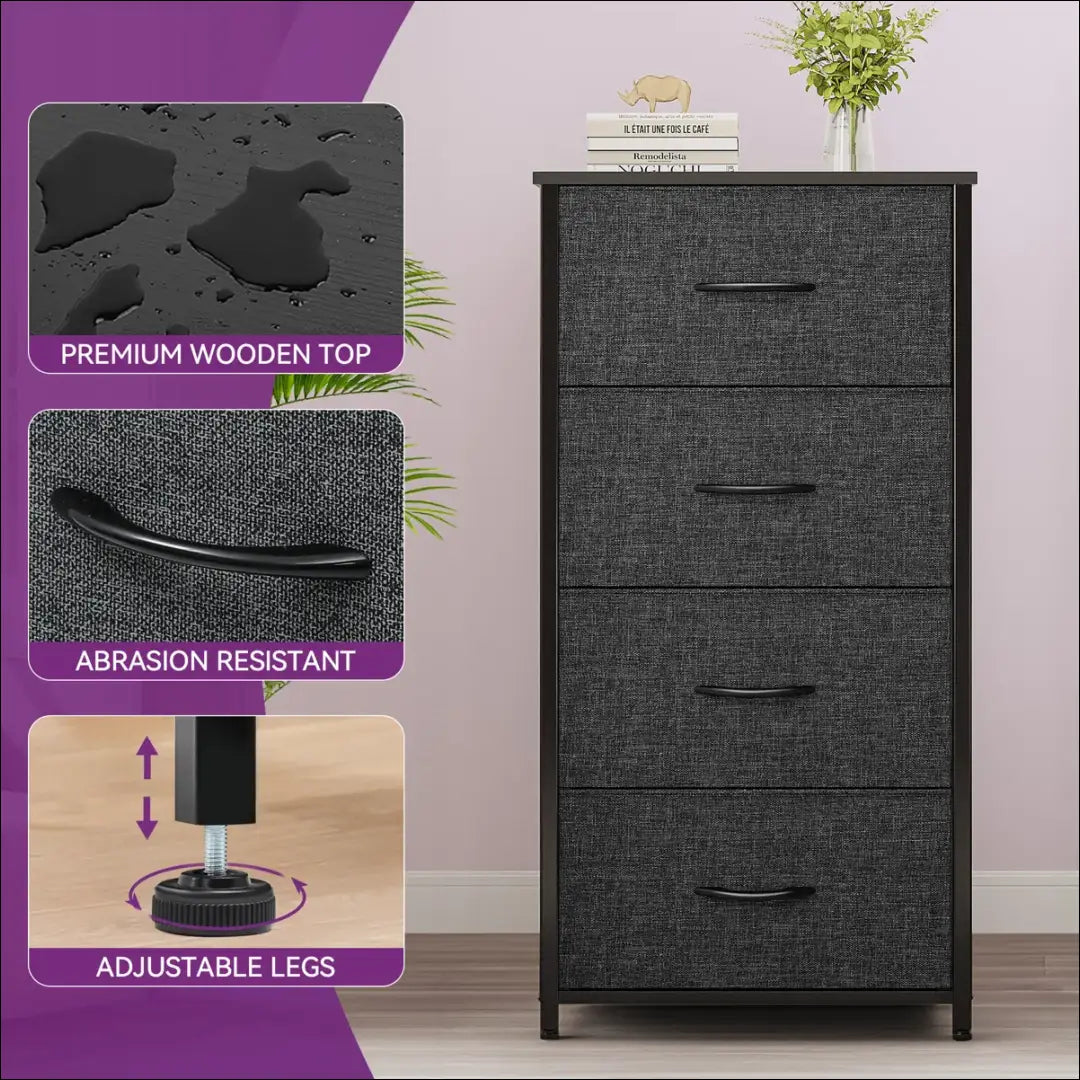 Komoda SI1947 - €31 Save 50% 25-50, __label:Pristatymas 1-2 d.d., color-juoda, color-pilka, komodos €25 to €50 Dressers