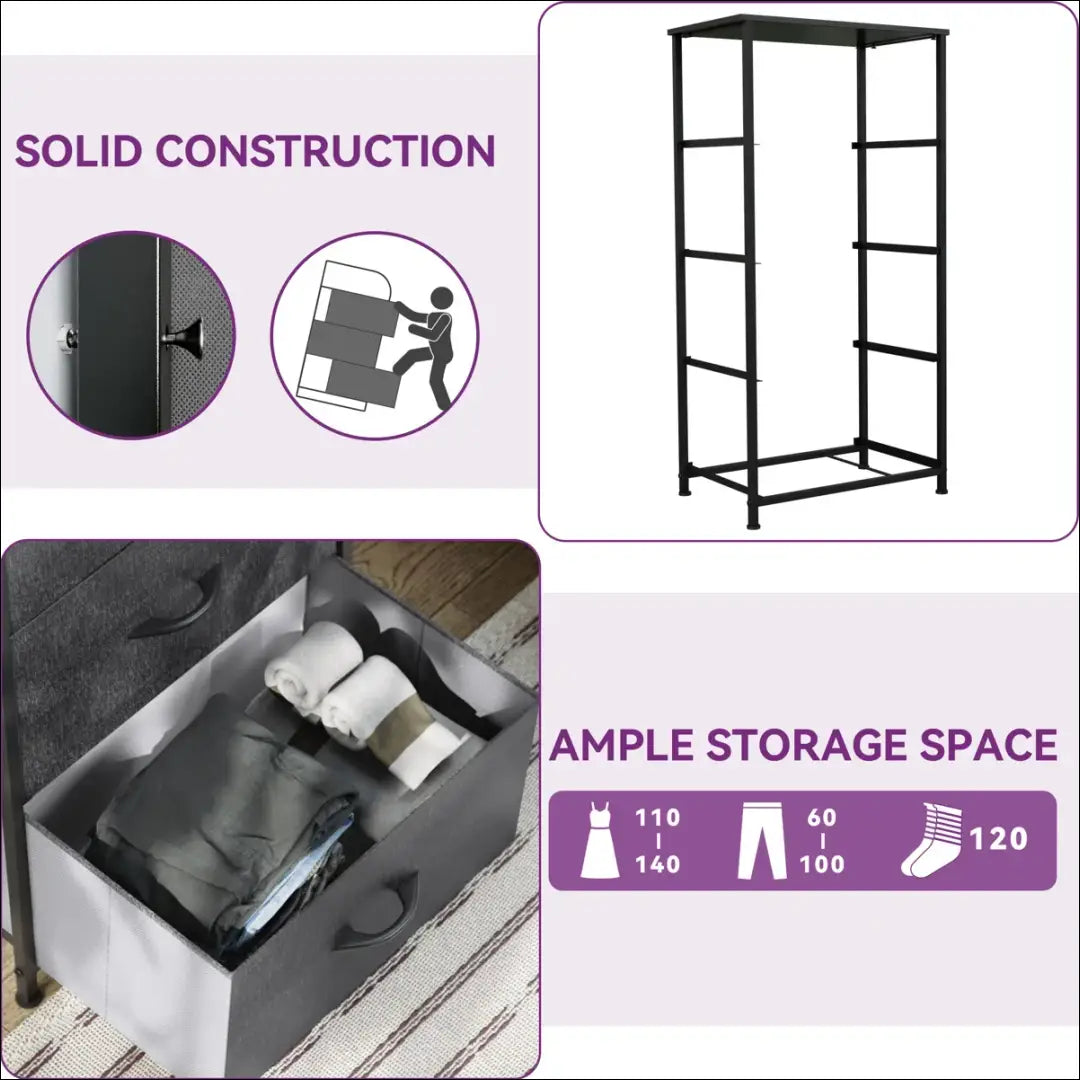 Komoda SI1947 - €31 Save 50% 25-50, __label:Pristatymas 1-2 d.d., color-juoda, color-pilka, komodos €25 to €50 Dressers