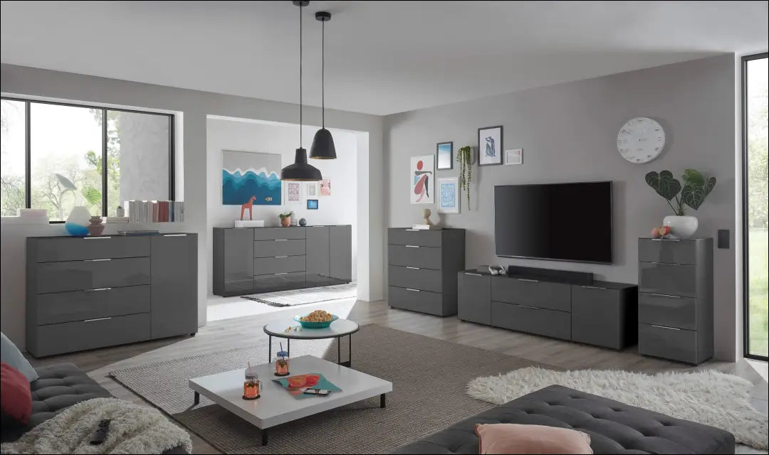 Komoda SI2025 - €115 Save 50% 100-200, __label:Pristatymas 1-2 d.d., color-pilka, komodos, material-mediena €100