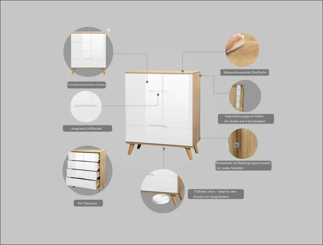 Komoda SI2043 - €92 Save 50% 50-100, __label:Pristatymas 1-2 d.d., color-balta, color-ruda, komodos €50 to €100
