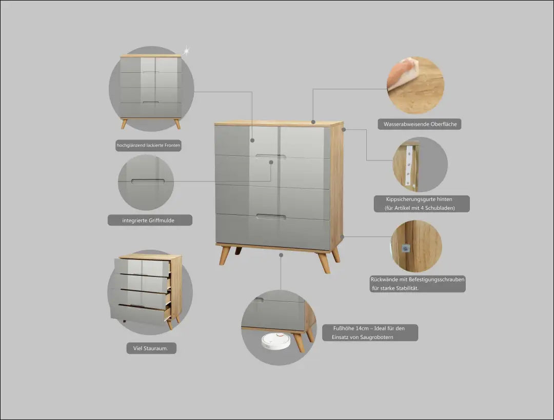 Komoda SI2063 - €90 Save 50% 50-100, __label:Pristatymas 1-2 d.d., biuro-baldai, color-pilka, color-ruda €50 to €100