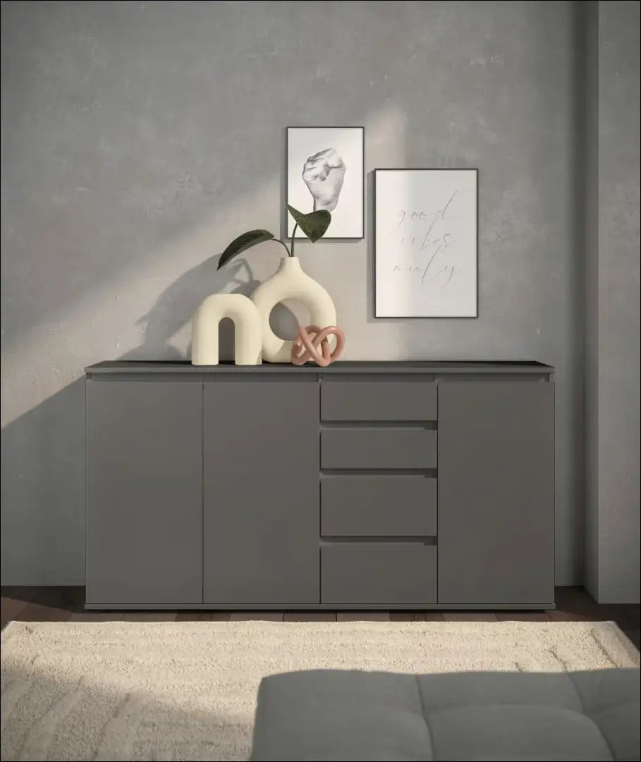 Komoda SI2177 - €130 Save 60% 100-200, __label:Pristatymas 1-2 d.d., color-pilka, material-mediena, pazeistas €100