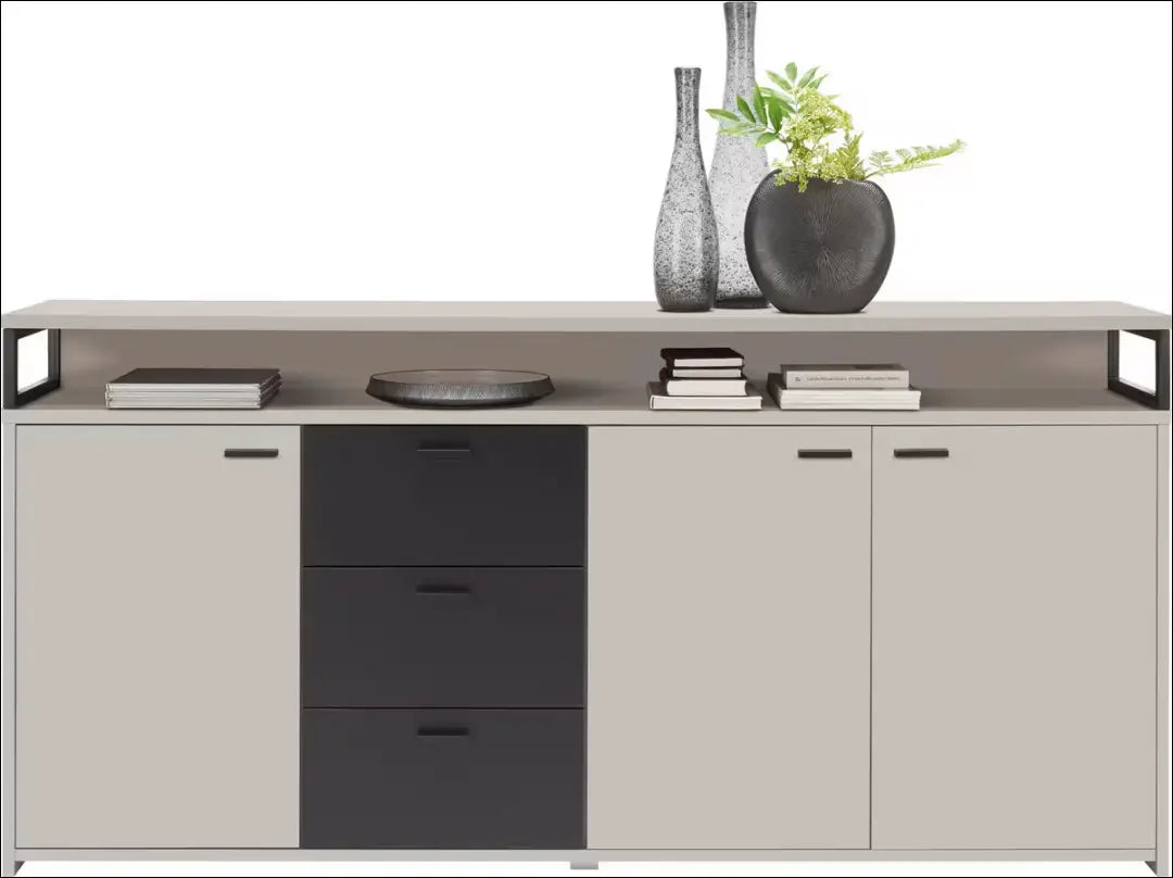 Komoda SI2196 - €230 Save 50% __label:Pristatymas 1-2 d.d., biuro-baldai, color-juoda, color-smelio, komodos Virš €200