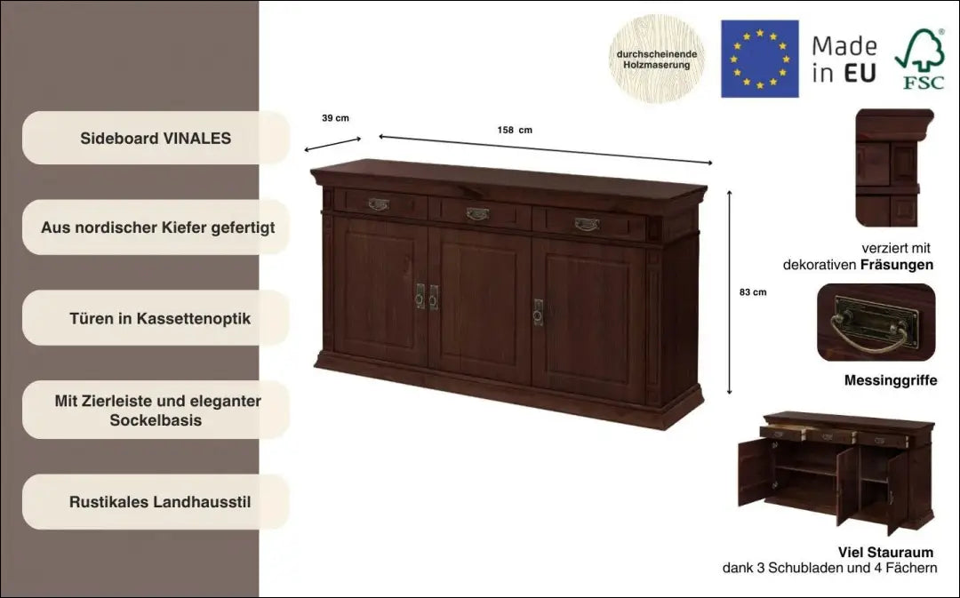 Komoda SI2280 - €250 Save 60% __label:Pristatymas 1-2 d.d., color-ruda, material-medzio-masyvas, over-200, pazeistas