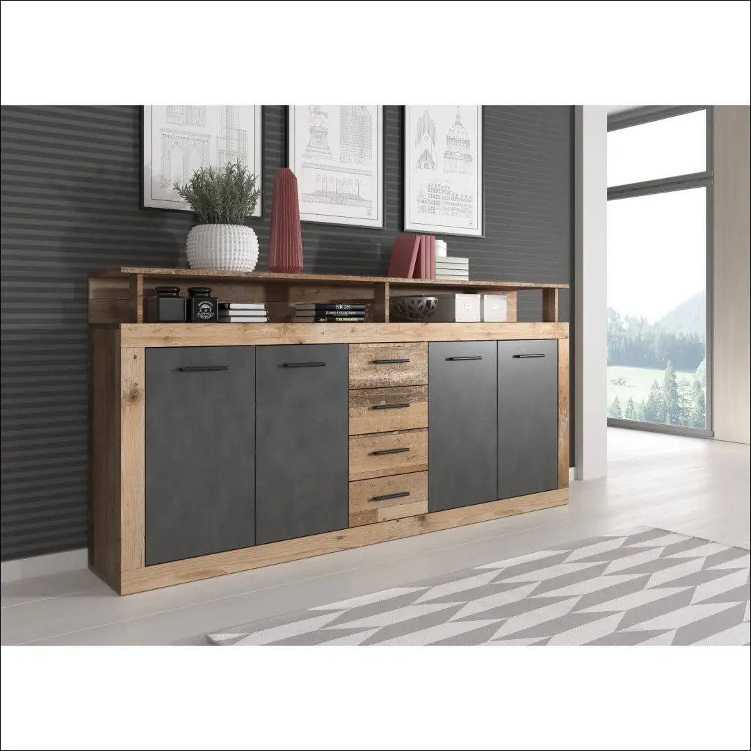 Komoda SI2291 - €160 Save 65% 100-200, __label:Pristatymas 1-2 d.d., color-pilka, color-ruda, material-mediena €100