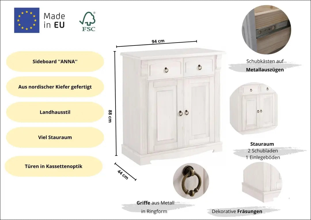 Komoda SI2301 - €240 Save 50% __label:Pristatymas 1-2 d.d., color-balta, komodos, material-medzio-masyvas, miegamojo