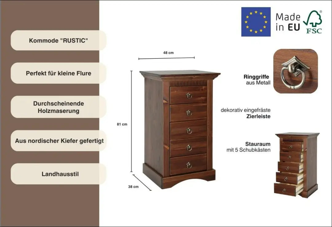 Komoda SI2336 - €115 Save 50% 100-200, __label:Pristatymas 1-2 d.d., color-ruda, komodos, material-medzio-masyvas €100
