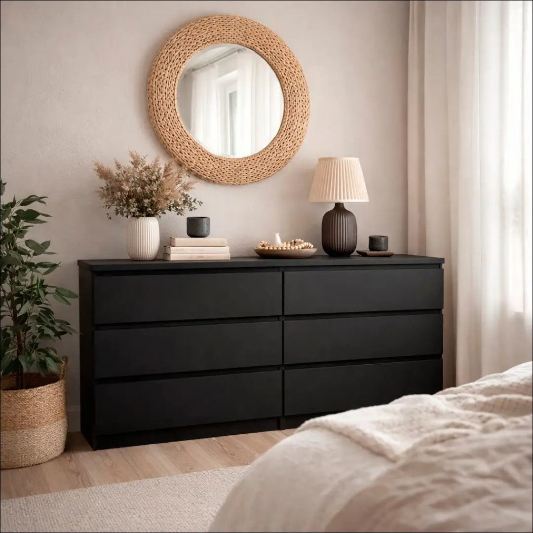 Komoda SI2360 - €210 Save 50% __label:Pristatymas 1-2 d.d., color-juoda, komodos, material-mediena, miegamojo Juoda