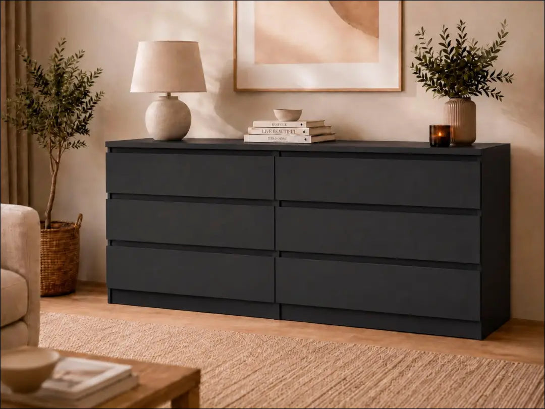 Komoda SI2360 - €210 Save 50% __label:Pristatymas 1-2 d.d., color-juoda, komodos, material-mediena, miegamojo Juoda