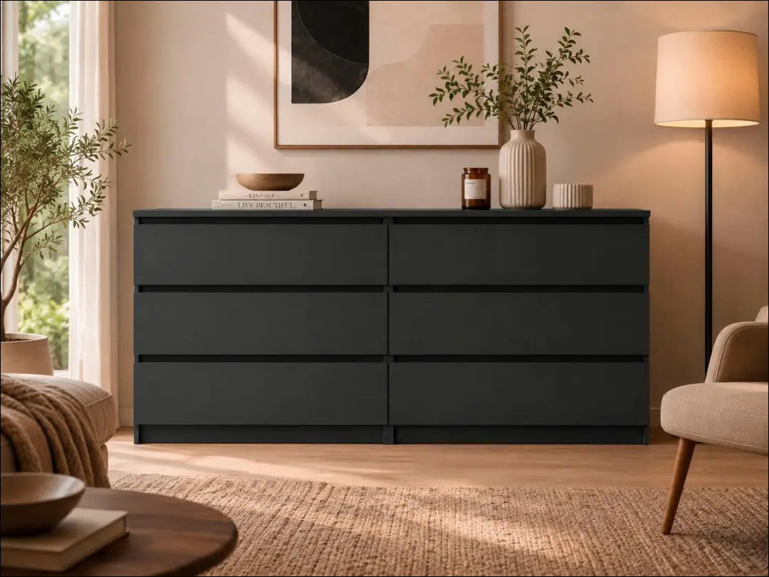 Komoda SI2360 - €210 Save 50% __label:Pristatymas 1-2 d.d., color-juoda, komodos, material-mediena, miegamojo Juoda