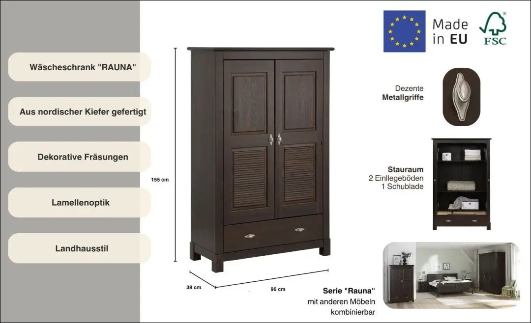 Komoda SI2400 - €225 Save 50% __label:Pristatymas 1-2 d.d., color-ruda, komodos, material-medzio-masyvas, miegamojo