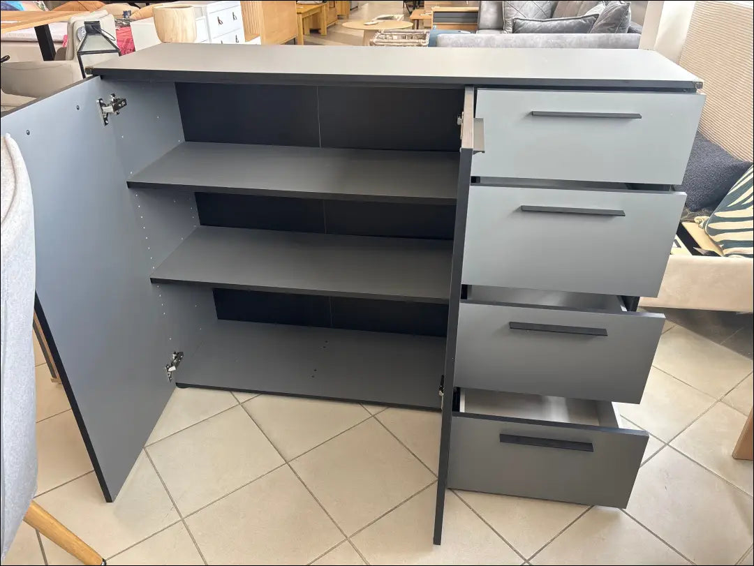 Komoda SI2405 - €304 Save 60% __label:Pristatymas 1-2 d.d., color-juoda, color-pilka, material-mediena, over-200 Grožio