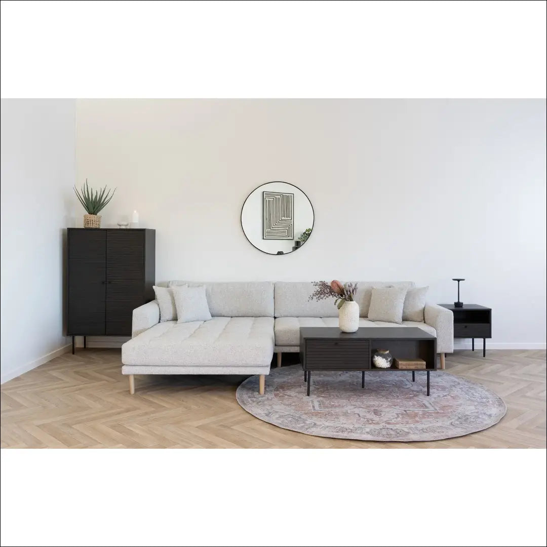 Komoda su 2 durelėmis ąžuolo fanera dūminės spalvos juodo metalo kojelės 80x40x130 cm RD507 - €486 Save 15%