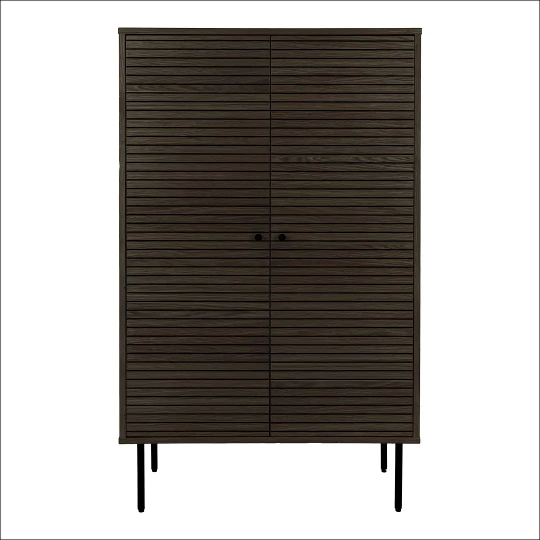 Komoda su 2 durelėmis ąžuolo fanera dūminės spalvos juodo metalo kojelės 80x40x130 cm RD507 - €486 Save 15%