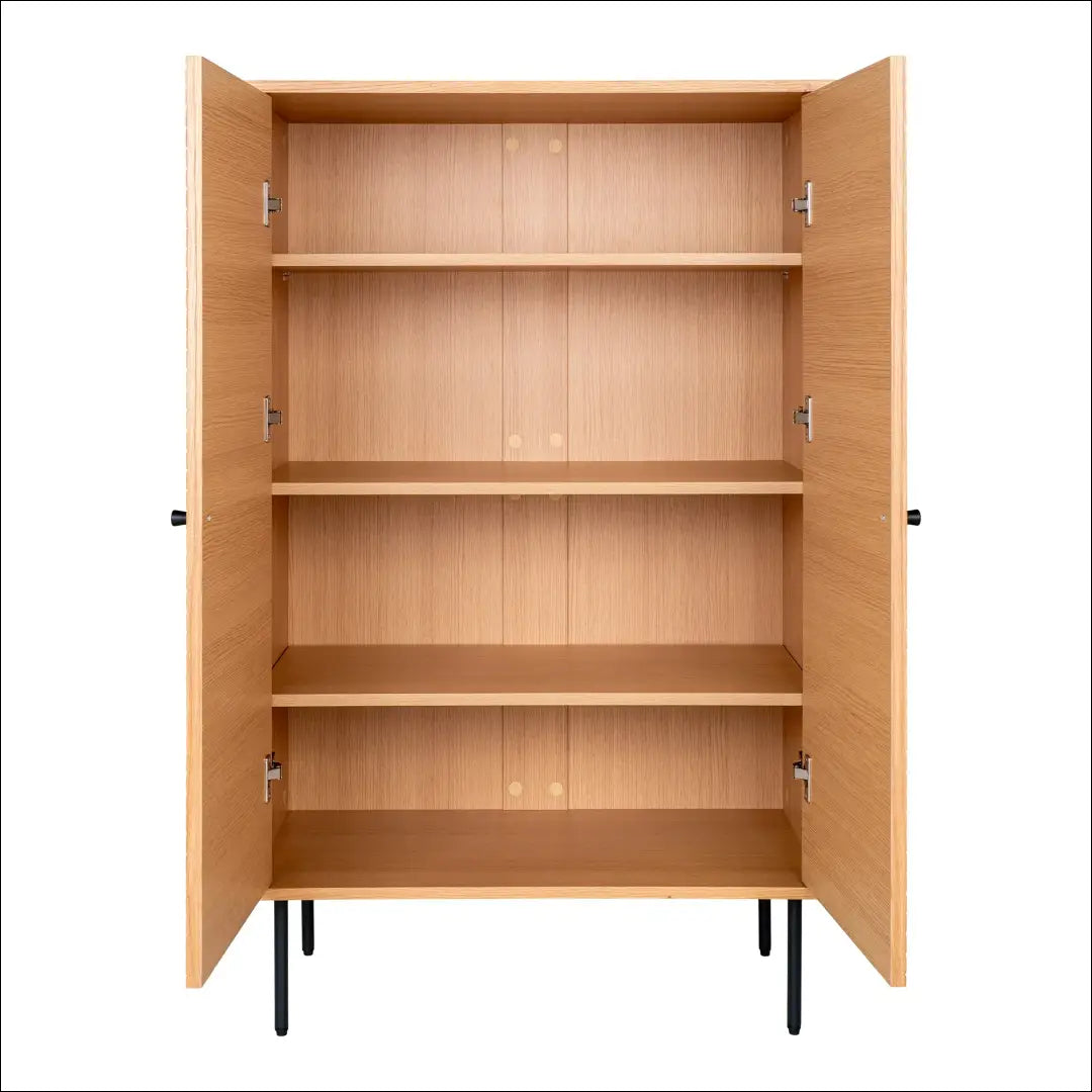 Komoda su 2 durelėmis ąžuolo fanera natūralios spalvos juodo metalo kojelės 80x40x130 cm RD506 - €438 Save 15%