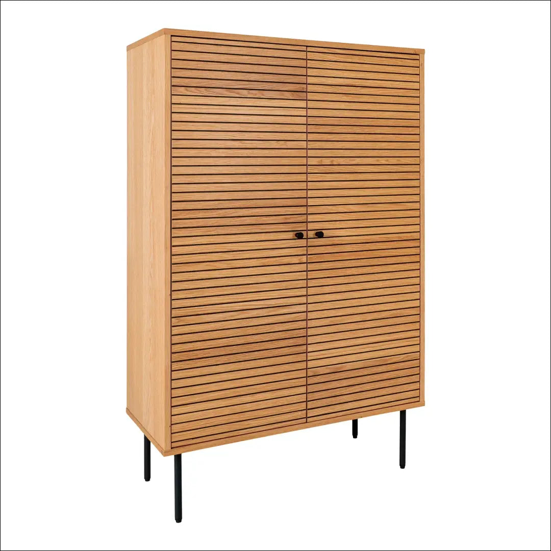 Komoda su 2 durelėmis ąžuolo fanera natūralios spalvos juodo metalo kojelės 80x40x130 cm RD506 - €438 Save 15%
