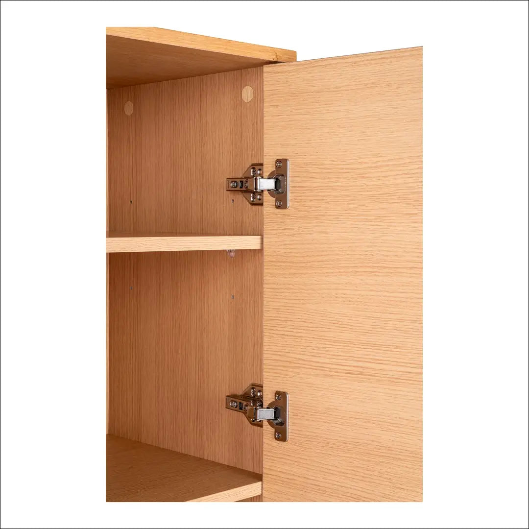 Komoda su 2 durelėmis ąžuolo fanera natūralios spalvos juodo metalo kojelės 80x40x130 cm RD506 - €438 Save 15%