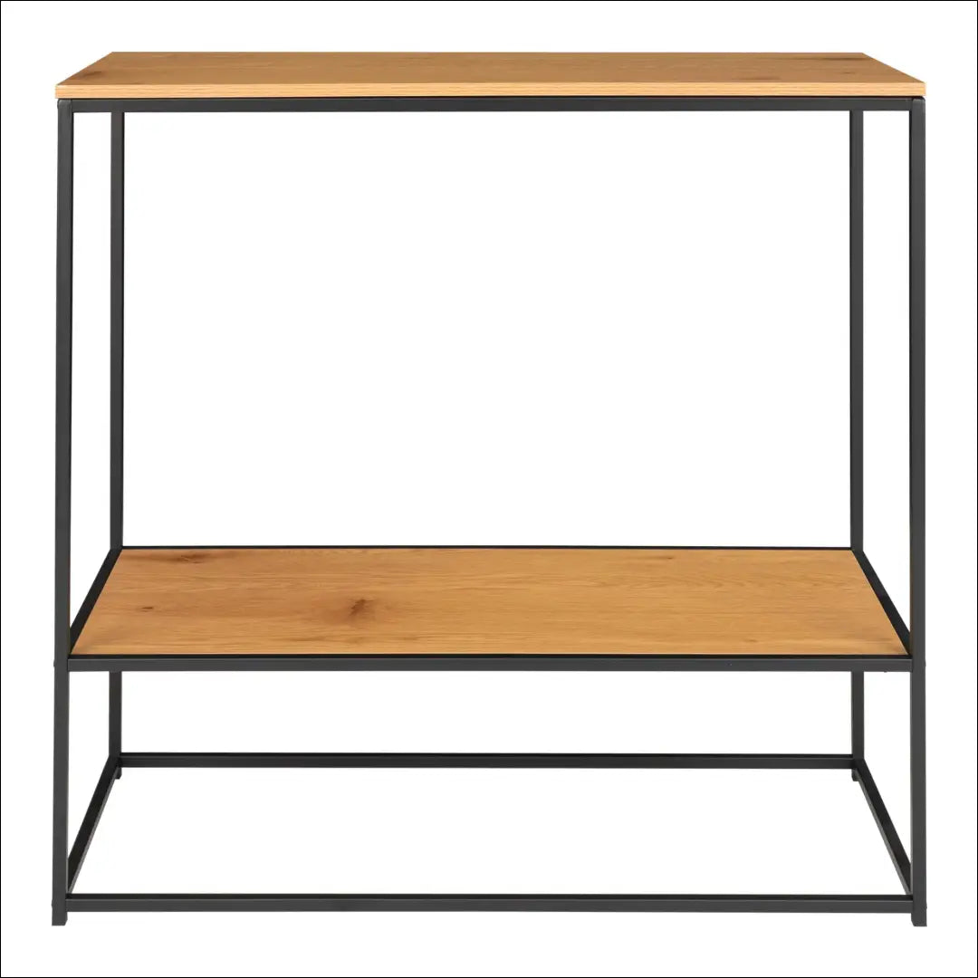 Konsolinis staliukas 2 lentynos ąžuolo imitacija juodas rėmas 80x36x80 cm RD457 - €82 Save 15% 50-100, Console tables,