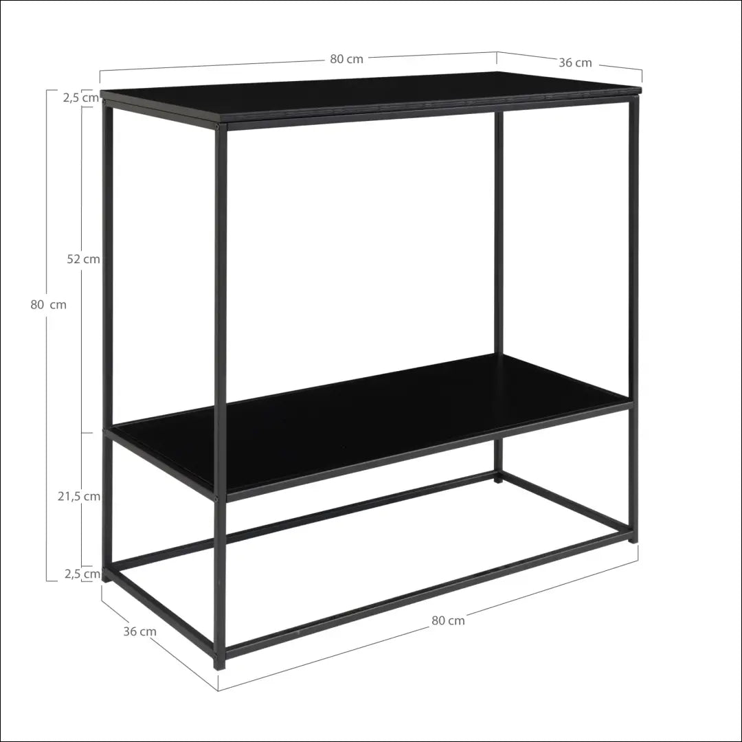 Konsolinis staliukas 2 lentynos juodas rėmas 80x36x80 cm RD456 - €82 Save 15% 50-100, Console tables, Juoda, nordic,