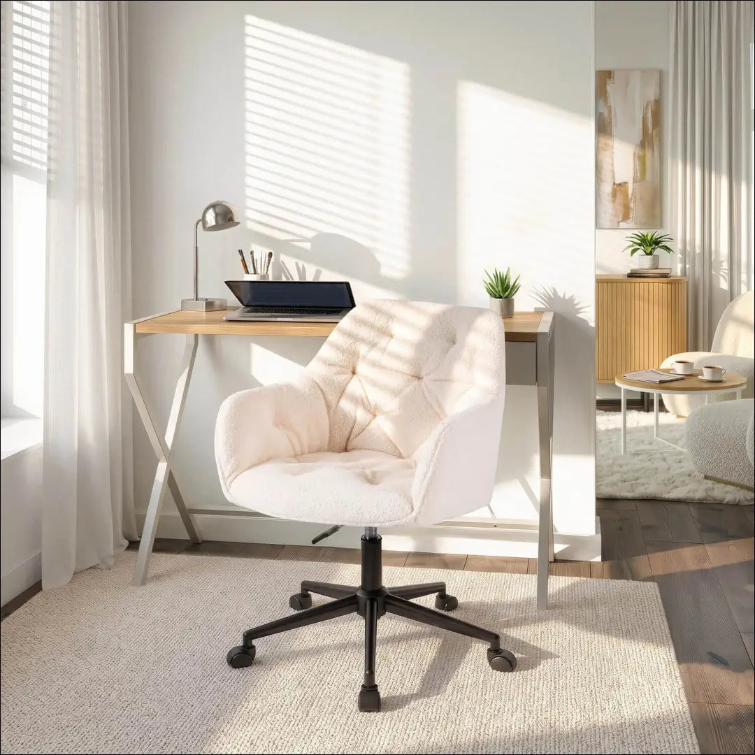 Kreminės/juodos spalvos „Boucle“ besisukanti kėdė TE2598 - €89.89 Save 15% __label:Pristatymas 5-14 d.d., Newelite