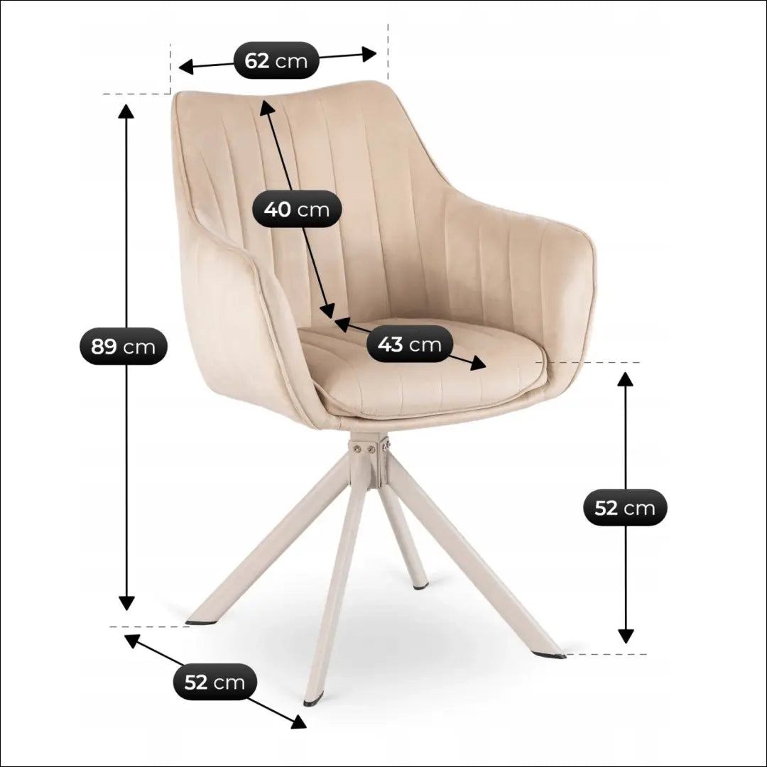 Kreminės/kašmyro spalvos aksominė besisukanti kėdė TE2569 - €98.87 Save 15% __label:Pristatymas 5-14 d.d., Newelite