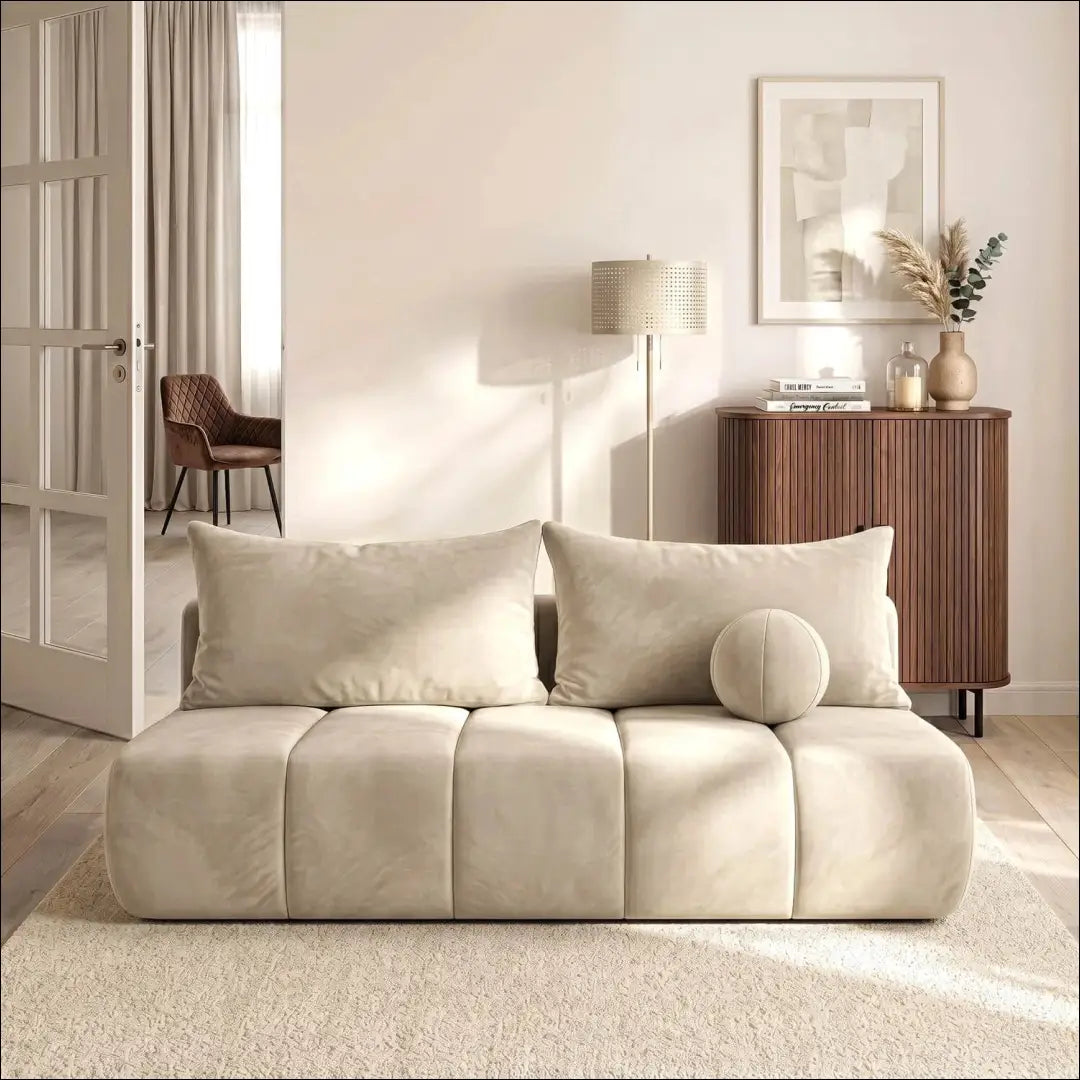 Kreminės spalvos aksominė sofa-lova TE2488 - €653.38 Save 15% __label:Pristatymas 5-14 d.d., Newelite Naujausi