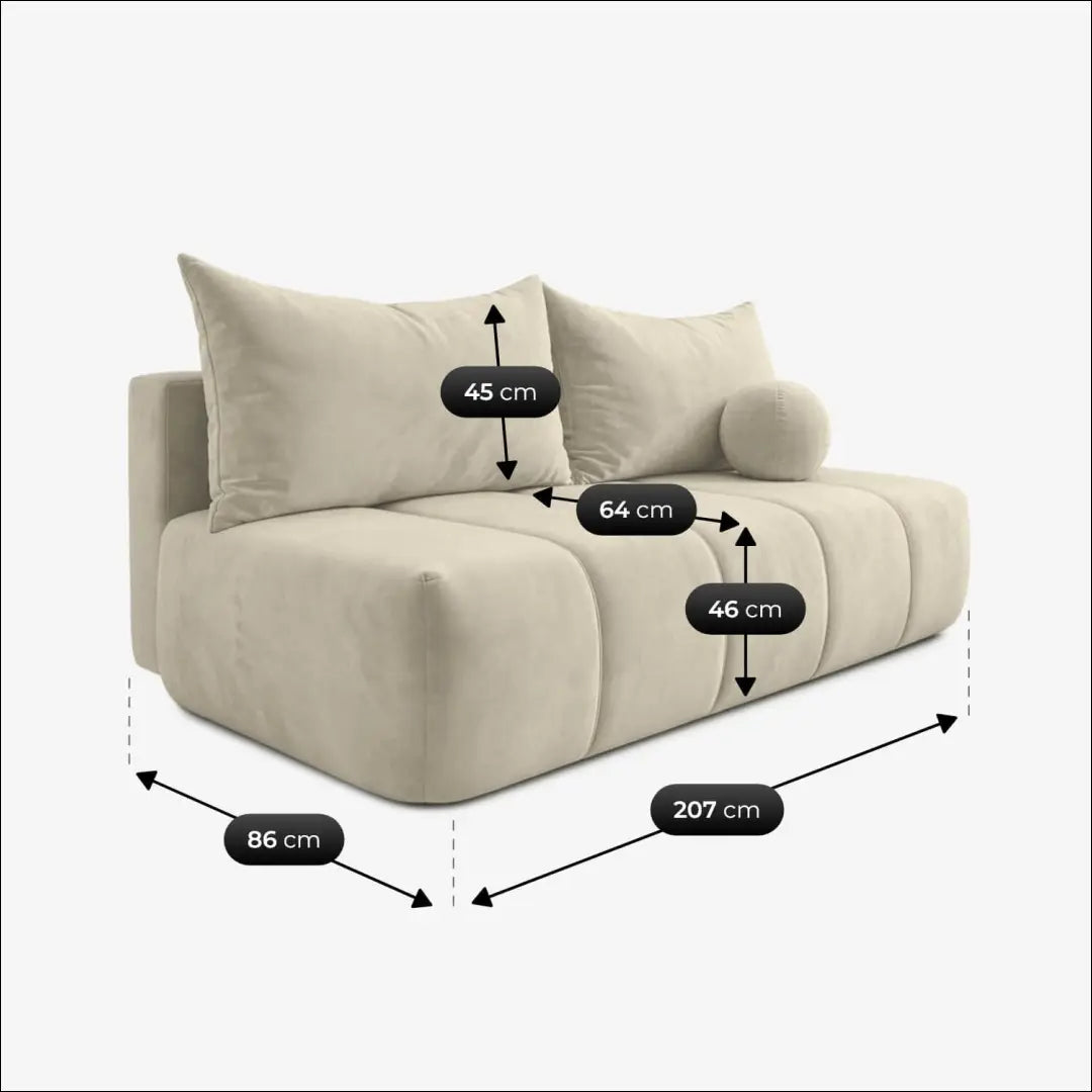 Kreminės spalvos aksominė sofa-lova TE2488 - €653.38 Save 15% __label:Pristatymas 5-14 d.d., Newelite Naujausi