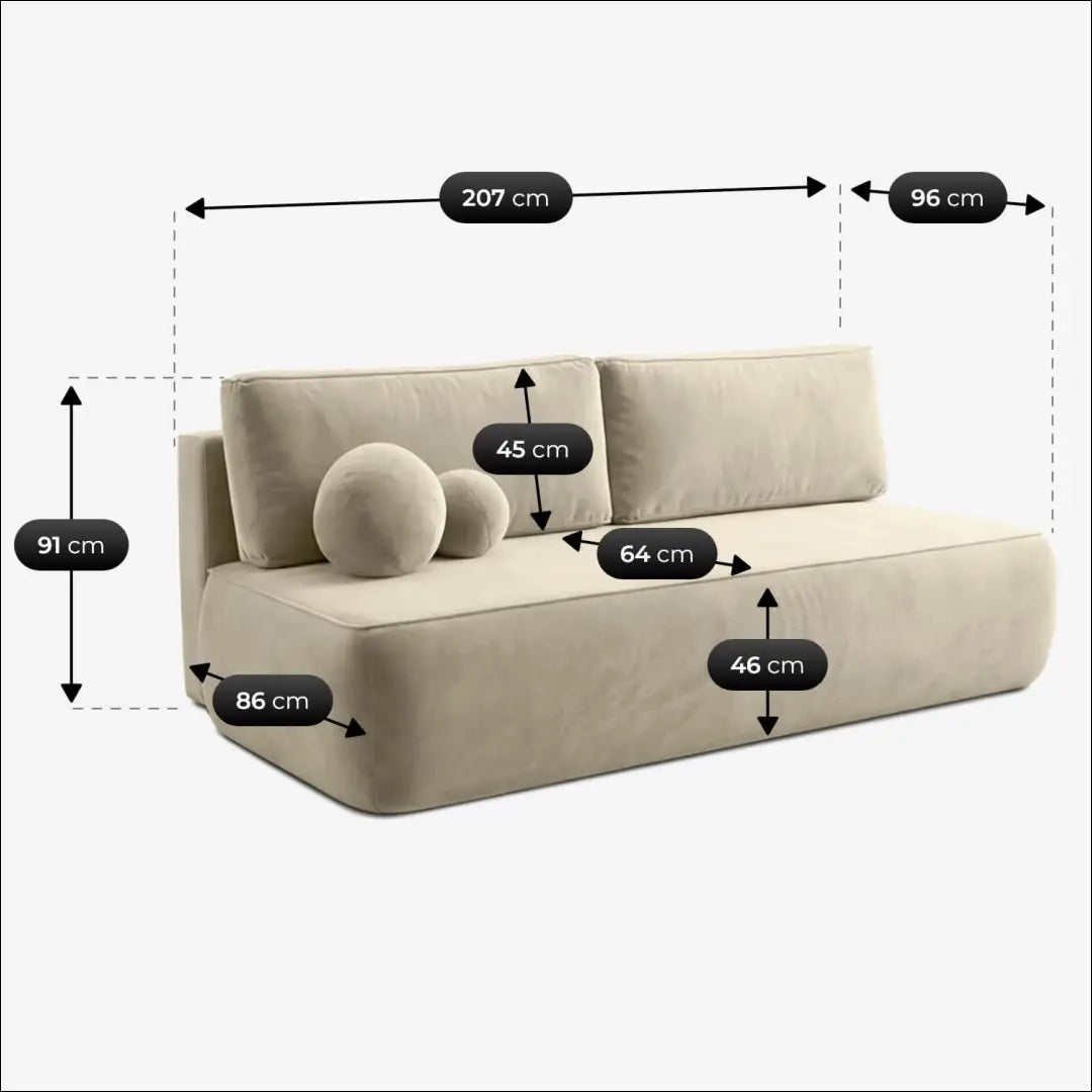 Kreminės spalvos aksominė sofa-lova TE2507 - €639.56 Save 15% __label:Pristatymas 5-14 d.d., Newelite Naujausi