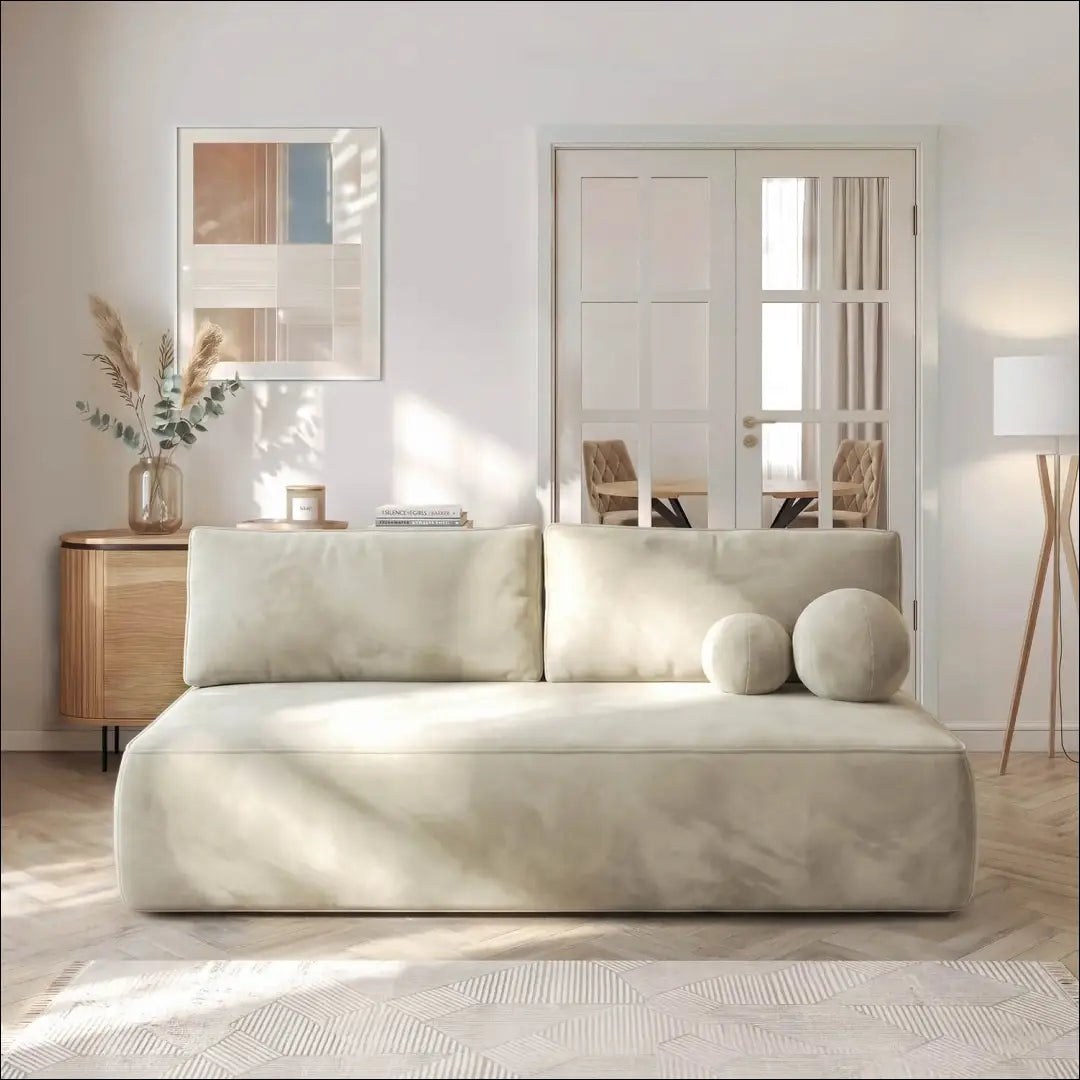 Kreminės spalvos aksominė sofa-lova TE2507 - €639.56 Save 15% __label:Pristatymas 5-14 d.d., Newelite Naujausi