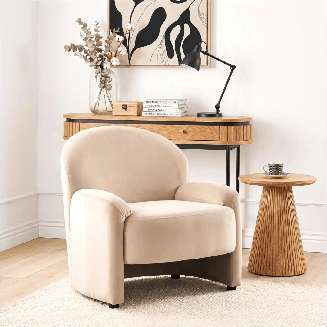 Kreminės spalvos aksominis poilsio fotelis TE2469 - €239.60 Save 15% __label:Pristatymas 5-14 d.d., Newelite Naujausi