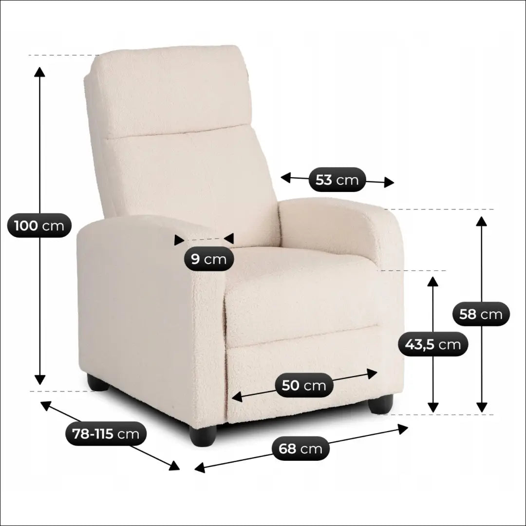 Kreminės spalvos „Boucle“ atlošiamas fotelis TE2572 - €166 Save 15% __label:Pristatymas 5-14 d.d., Newelite Naujausi