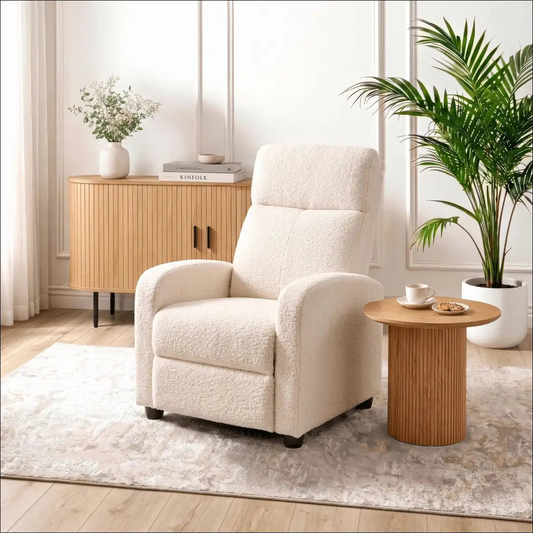 Kreminės spalvos „Boucle“ atlošiamas fotelis TE2572 - €165.94 Save 15% __label:Pristatymas 5-14 d.d., Newelite Naujausi