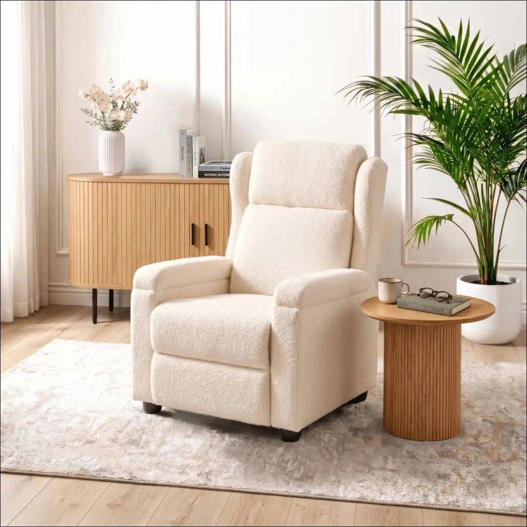 Kreminės spalvos „Boucle“ atlošiamas fotelis TE2601 - €206.49 Save 15% __label:Pristatymas 5-14 d.d., Newelite Naujausi