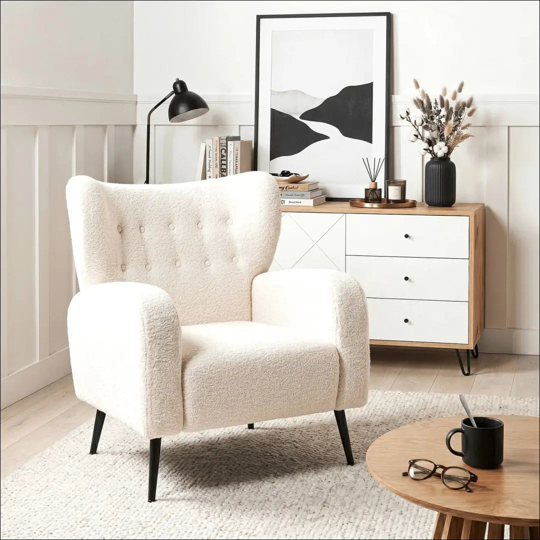 Kreminės spalvos „Boucle“ poilsio krėslas TE2471 - €246.90 Save 15% __label:Pristatymas 5-14 d.d., Newelite Naujausi