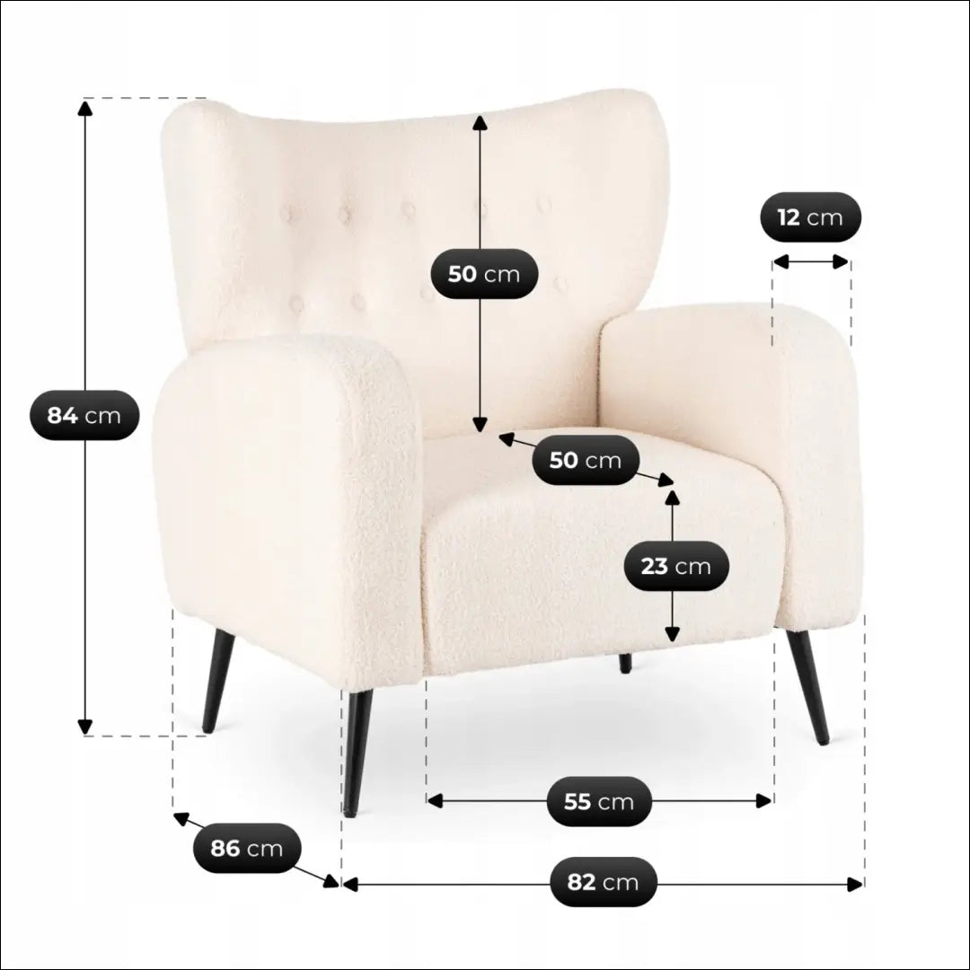 Kreminės spalvos „Boucle“ poilsio krėslas TE2471 - €246.90 Save 15% __label:Pristatymas 5-14 d.d., Newelite Naujausi
