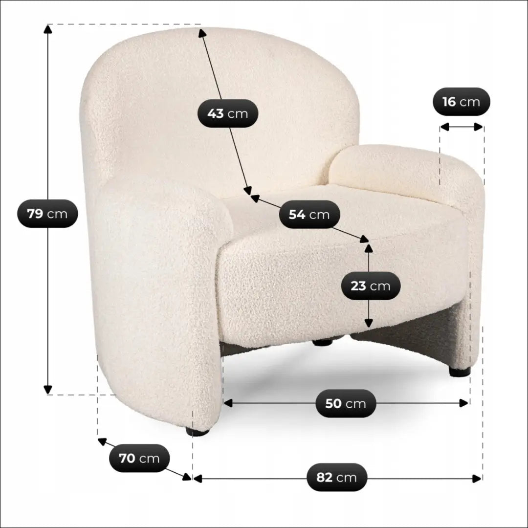 Kreminės spalvos „Boucle“ poilsio krėslas TE2539 - €228.18 Save 15% __label:Pristatymas 5-14 d.d., Newelite Naujausi