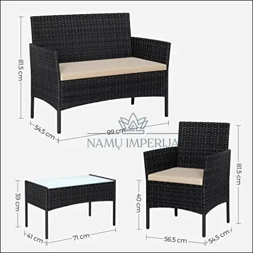 Lauko baldų komplektas (4 dalys) SM002 - €421 Save 30% __label:Pristatymas 5-14 d.d., color-pilka, color-smelio, lauko