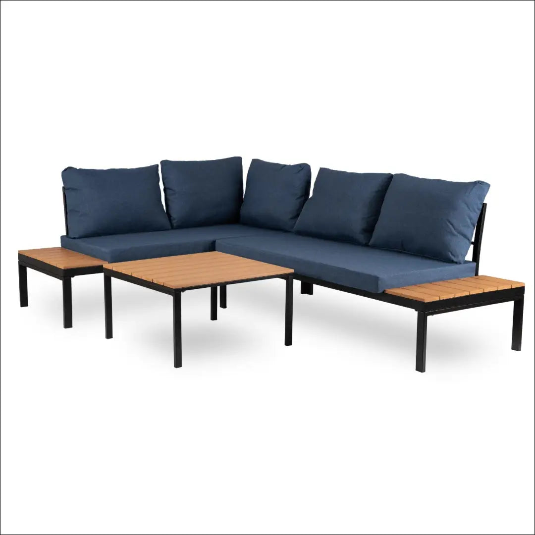 Lauko baldų komplektas iš kompozito juodos spalvos / tamsiai mėlynos TE586 - €536 Save 15% __label:Pristatymas 5-14
