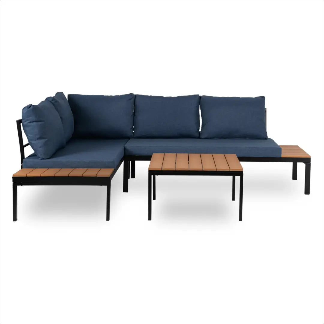 Lauko baldų komplektas iš kompozito juodos spalvos / tamsiai mėlynos TE586 - €536 Save 15% __label:Pristatymas 5-14