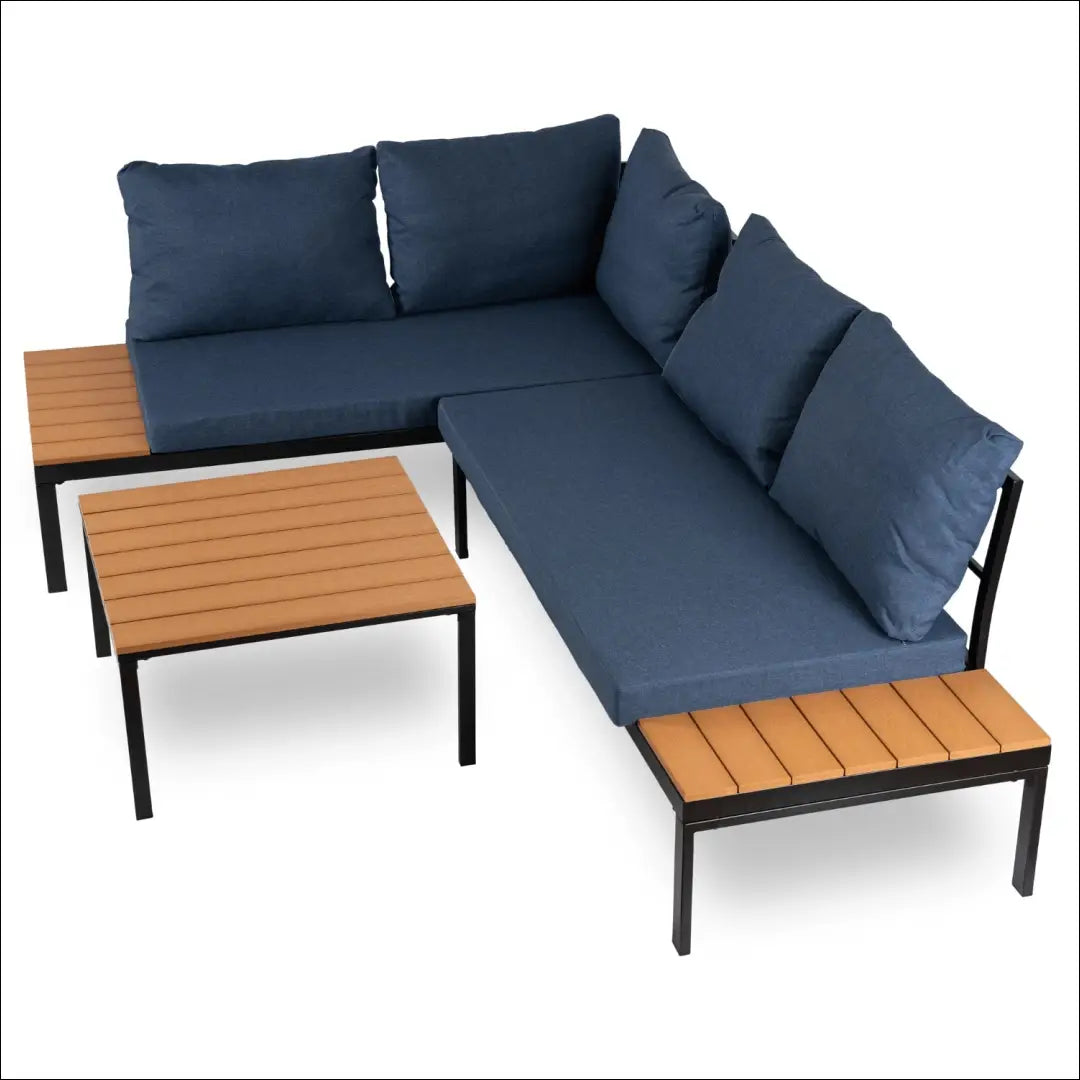 Lauko baldų komplektas iš kompozito juodos spalvos / tamsiai mėlynos TE586 - €536 Save 15% __label:Pristatymas 5-14