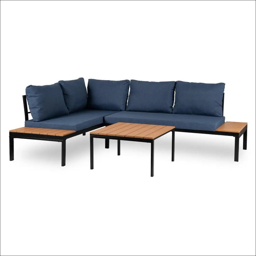 Lauko baldų komplektas iš kompozito juodos spalvos / tamsiai mėlynos TE586 - €536 Save 15% __label:Pristatymas 5-14