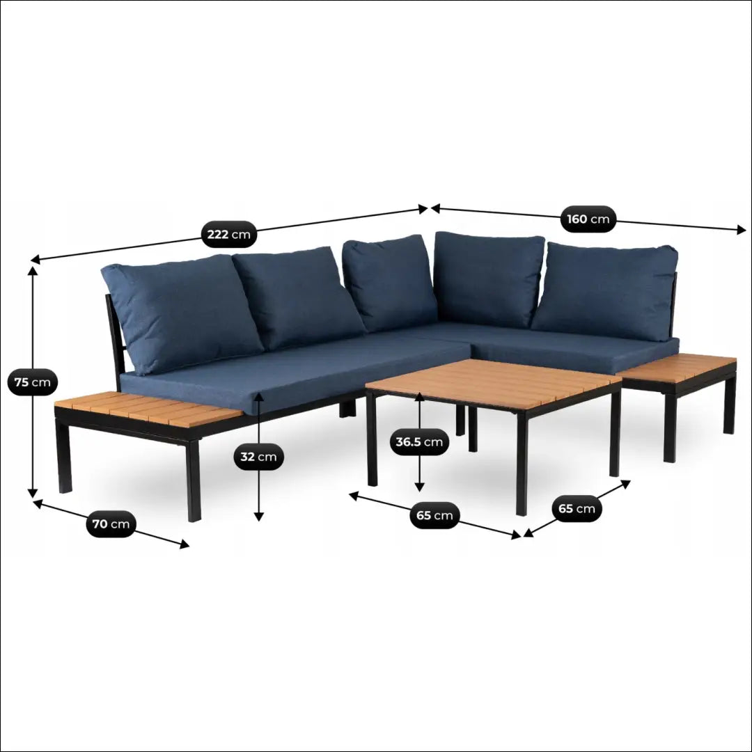 Lauko baldų komplektas iš kompozito juodos spalvos / tamsiai mėlynos TE586 - €536 Save 15% __label:Pristatymas 5-14