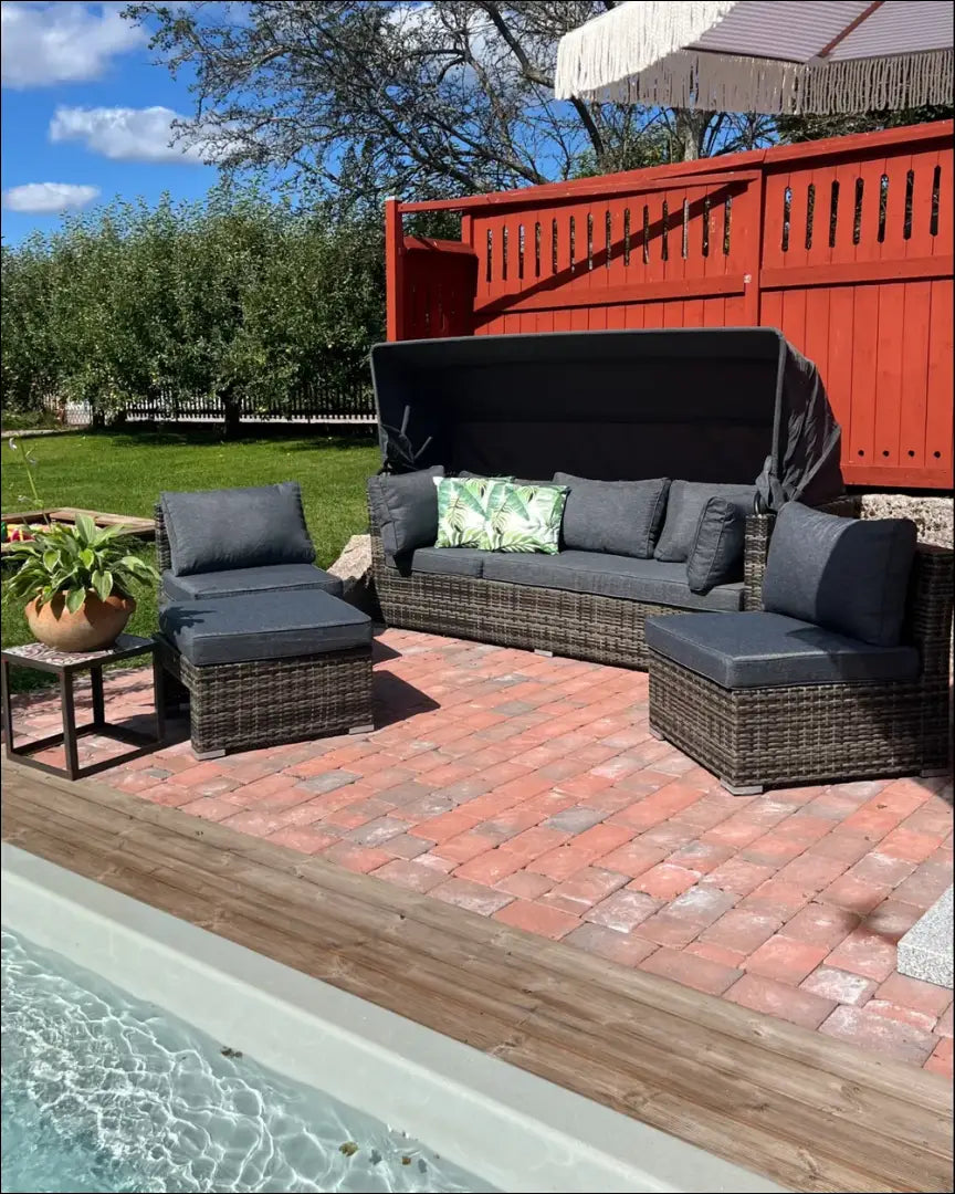 Lauko baldų komplektas LI838 - €1,225 Save 50% __label:Pristatymas 1-2 d.d., color-pilka, color-ruda, lauko baldai,