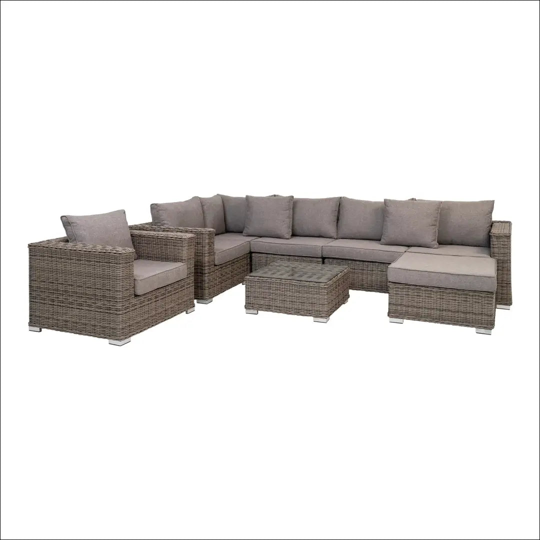 Lauko baldų komplektas poliratanas pilka su pagalvėlėmis RD1118 - €2,437 Save 15% __label:Pristatymas 5-14 d.d., Kubu