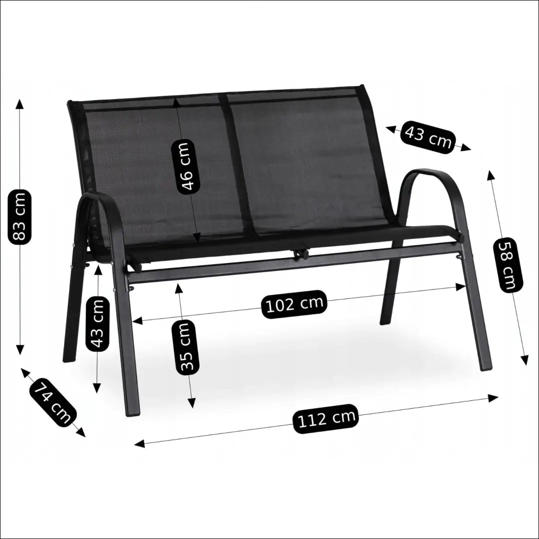 Lauko baldų komplektas su tinklelio atlošu juodos spalvos TE545 - €124 Save 15% 100-200, __label:Pristatymas 5-14 d.d.,