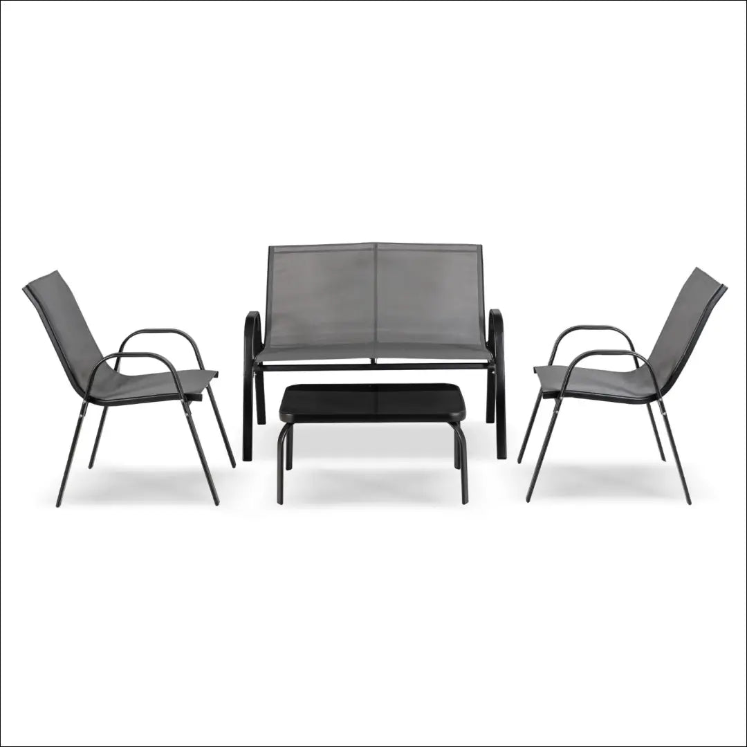Lauko baldų komplektas su tinklelio atlošu pilkos spalvos / juodos TE1218 - €124 Save 15% 100-200, __label:Pristatymas