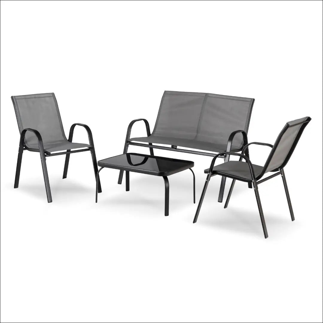 Lauko baldų komplektas su tinklelio atlošu pilkos spalvos / juodos TE1218 - €124 Save 15% 100-200, __label:Pristatymas