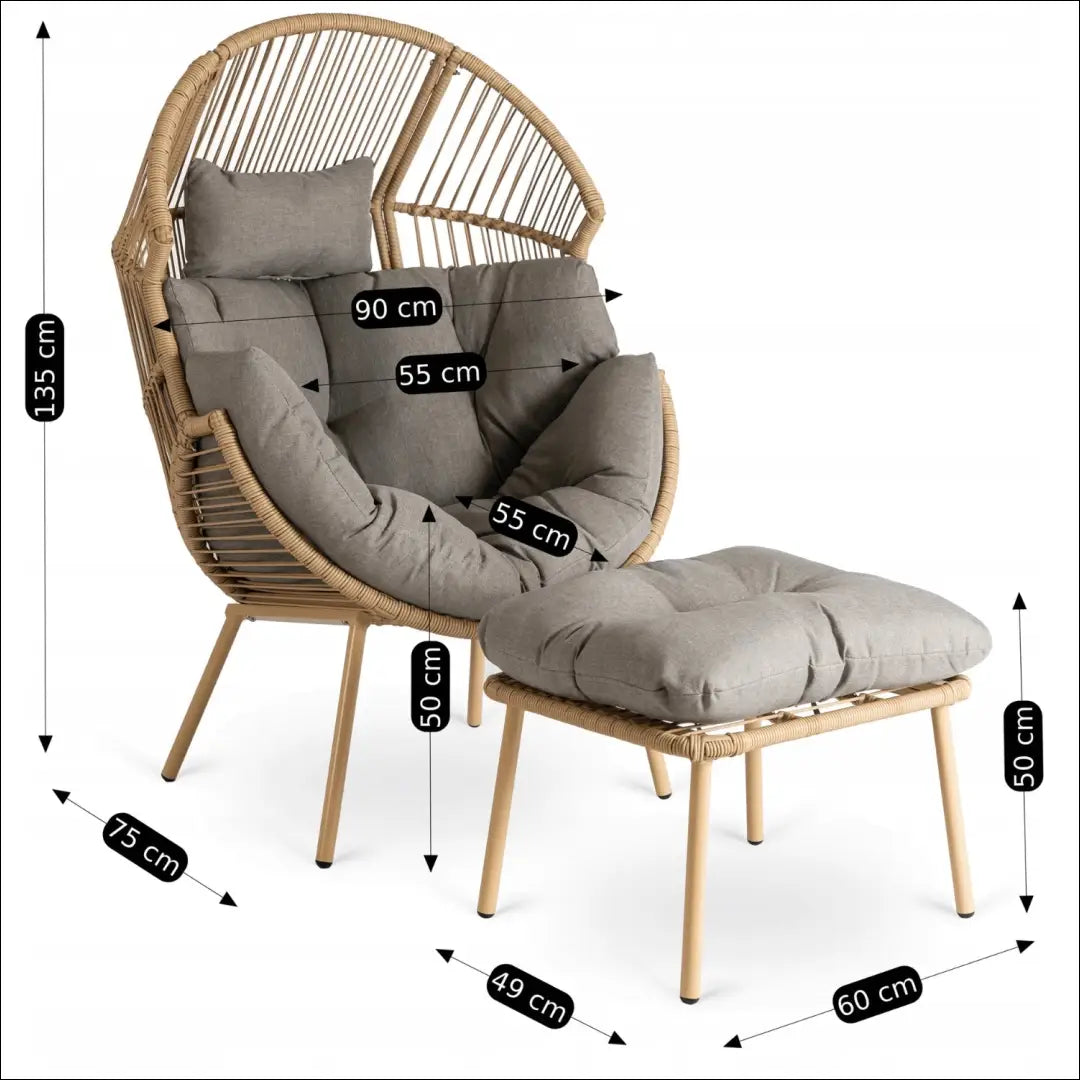 Lauko poilsio fotelis iš ratano pilkos spalvos TE571 - €330 Save 15% __label:Pristatymas 5-14 d.d., elite, Fotele